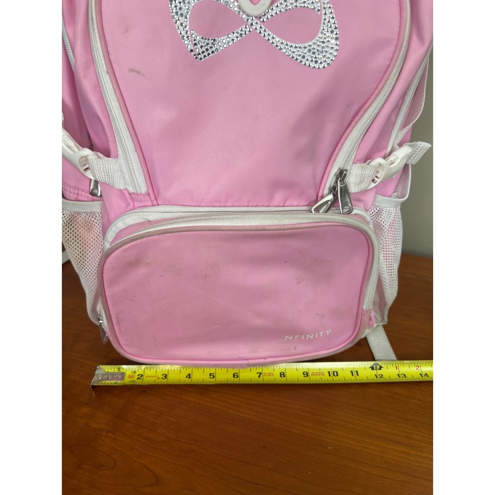 Nfinity Cheer Backpack Pink White Rhinestone Logo with Removable Pouch Kids - Picture 11 of 13